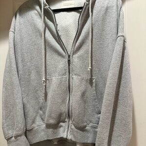 American Eagle Outfitters Oversized Gray Zip Up Hoodie Medium